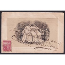 CARLOS GUIDO SPANO ANTIGUA TARJETA POSTAL CON MENSAJE Y FIRMA AUTOGRAGA